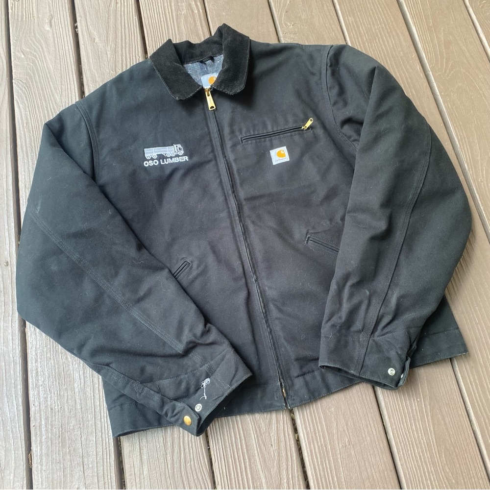 Vintage Carhartt Detroit Jacket Blanket Lined Men’s Size (46 Tall) J01 BLK Black - Picture 4 of 12
